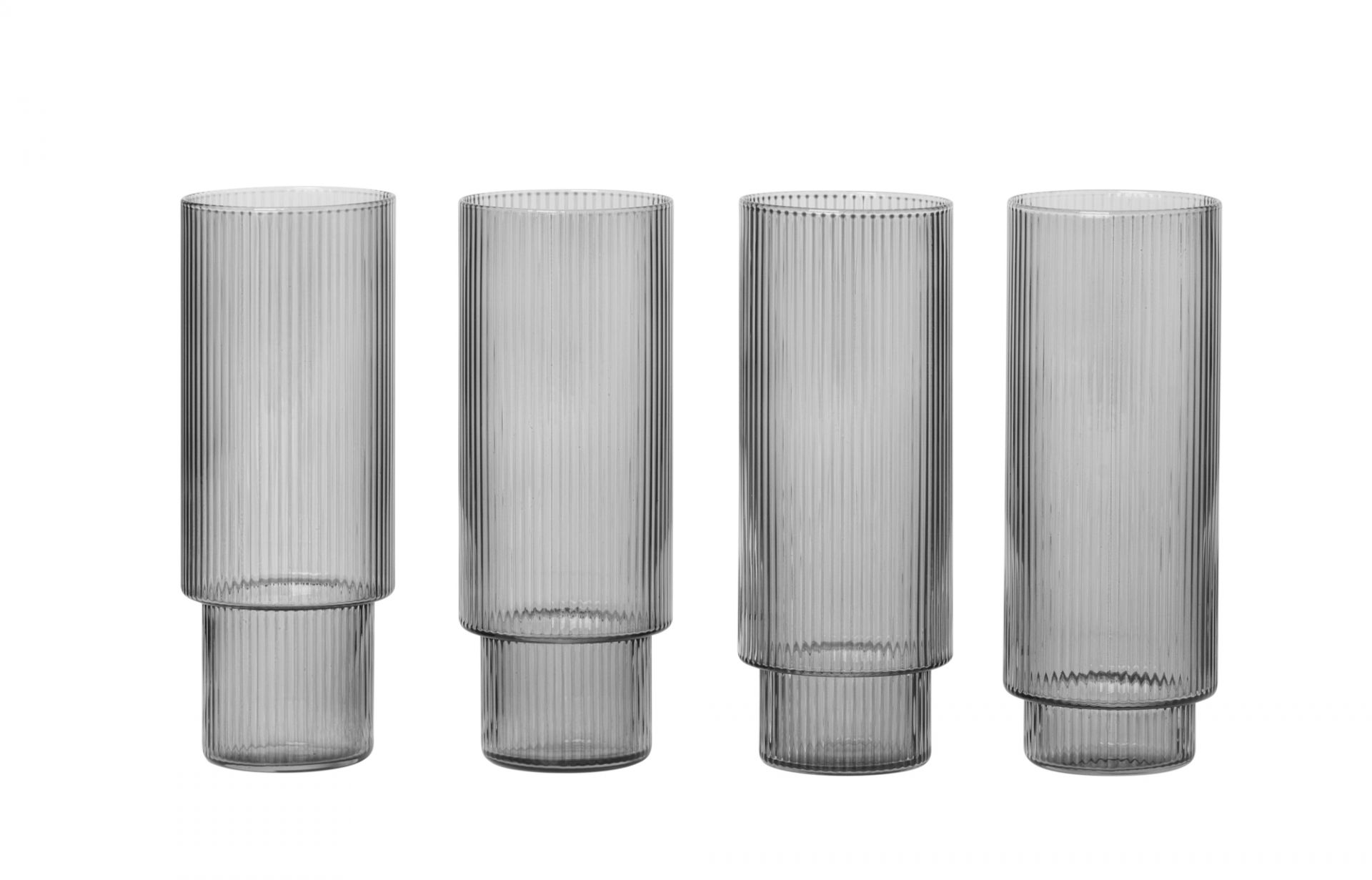 Ripple Long Drink Gläser 4er Set Rauchgrau Ferm Living EINZELSTÜCK